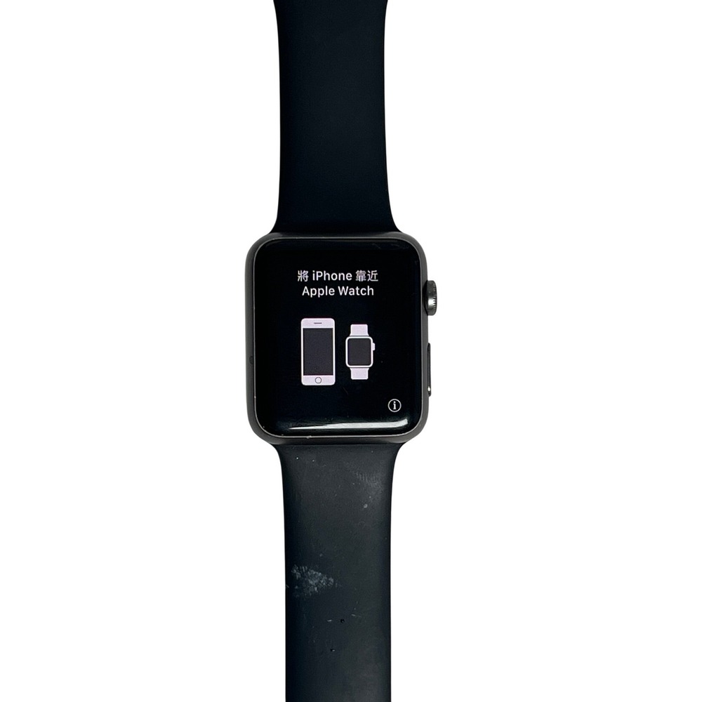 Apple Watch Series 1 Smartwatch Unisex 42mm Space Gray Aluminum Black Sport Band